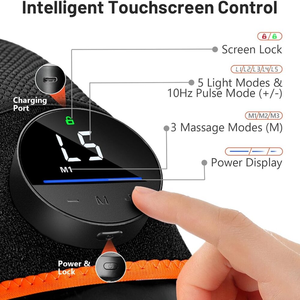 660nm Red &850nm Near Infrared Light Therapy Heated Knee Brace Joint Pain Relief - Picture 4 of 8